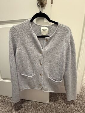 Abercrombie & Fitch Light Gray Button-Front Cardigan